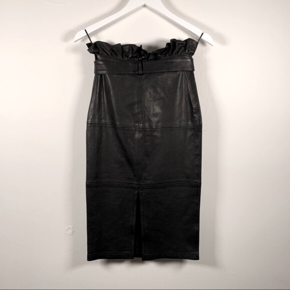 J Brand Claudia Leather Ruffle Skirt Black XS - Picture 7 of 10